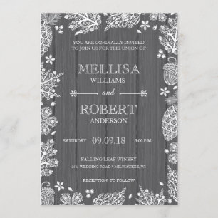 Lacy-Blätter zur Einladung von Holzhochzeiten