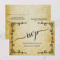 Lacy Calligraphy Vintag Parchment Wedding RSVP