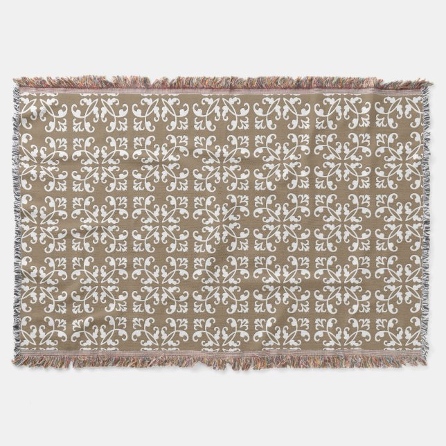 Lacy cutwork - weiß über taubbraun decke (Vorderseite)
