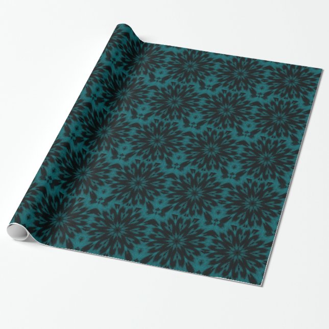 Lacy gepunkteter Leopard-Türkis-aquamarines Geschenkpapier (Ungerollt)