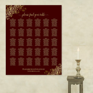 Lacy Gold 30 Table Wedding Seating Chart Auburn Poster