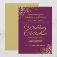 Lacy Gold auf Cassis Lila Einfache Hochzeit