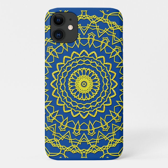 Lacy Gold Circle Design auf dunkelblau Case-Mate iPhone Hülle (Rückseite)