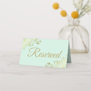 Lacy Gold Neo Mint Green Elegante Hochzeit vorbeha Platzkarte