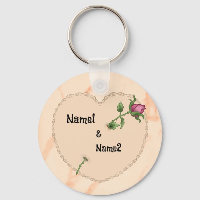 Lacy Heart Rose Schlüsselanhänger (Vorderseite)
