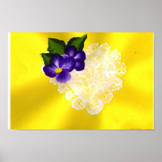 LACY HERART MIT PURPLE BLUMEN POSTER