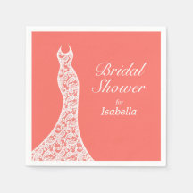 Lacy Living Coral Brautparty Napkin