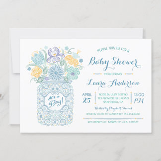 Lacy Mason Jar Baby Shower Einladung für Baby Jung