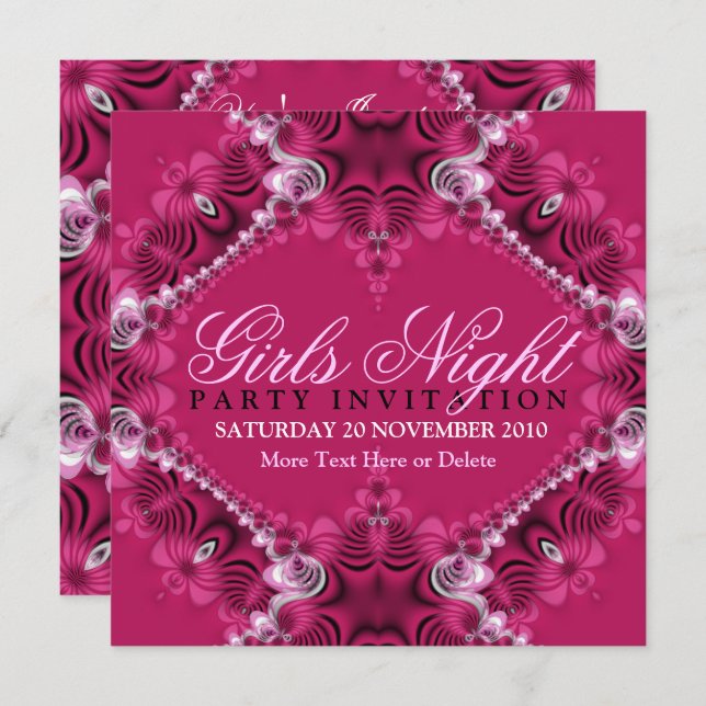 Lacy Pink Birthday Girls Night Party Einladungen (Vorne/Hinten)