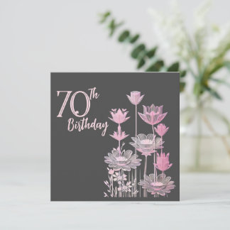 Lacy Pink Blume, Weich Grau Geburtstag Einladung