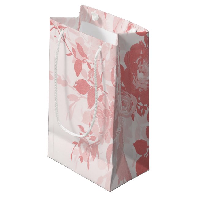 Lacy rosa Blume Kleine Geschenktüte (Vorderseite Schrägansicht)
