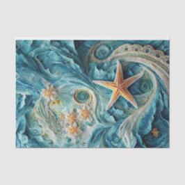 Lacy SeaStars, Ocean Waves & Starfish Seidenpapier