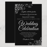 Lacy Silver auf Black BUDGET Hochzeit einladen gro
