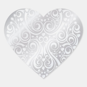 Lacy Silver Heart Aufkleber