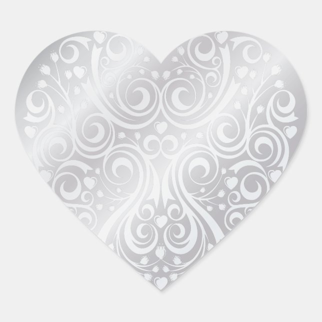 Lacy Silver Heart Sticker (Vorderseite)