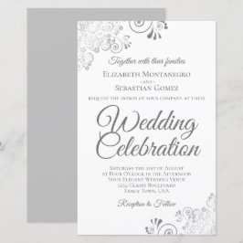 Lacy Silver & White BUDGET Hochzeit einladen Groß