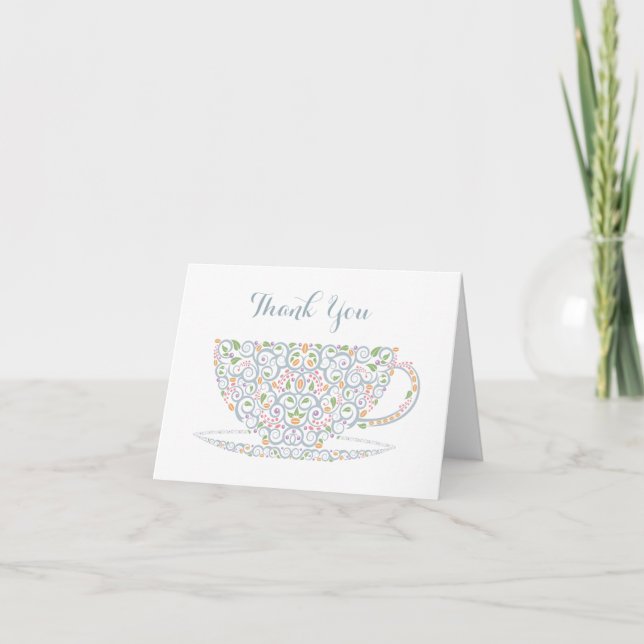 Lacy Teacup Tea Thank You Note Card Dankeskarte (Vorderseite)