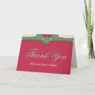 Lacy Teal Gold Pink   Einzigartige Dankeskarte