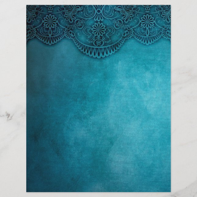 Lacy Turquoise Grunge Scrapbooking Craft Papier (Vorderseite)
