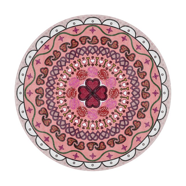 Lacy Valentine's Day Glass Cutting Board Schneidebrett (Vorderseite)