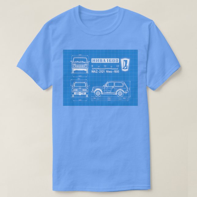 Lada Niva - Spezifikationen Blueprint T-Shirt (Design vorne)