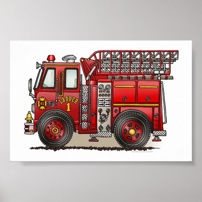 Ladder Fire Truck Poster (Vorne)