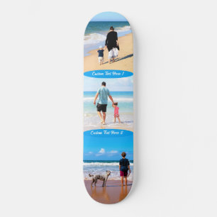Lade Dein Foto-Collage-Skateboard mit Text und Nam Skateboard