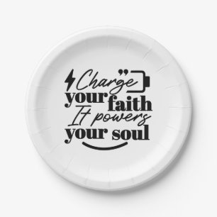 Lade deinen Glauben auf – Christliches Inspiration Pappteller