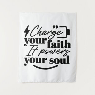 Lade Deinen Glauben auf – Christliches Inspiration Wandteppich