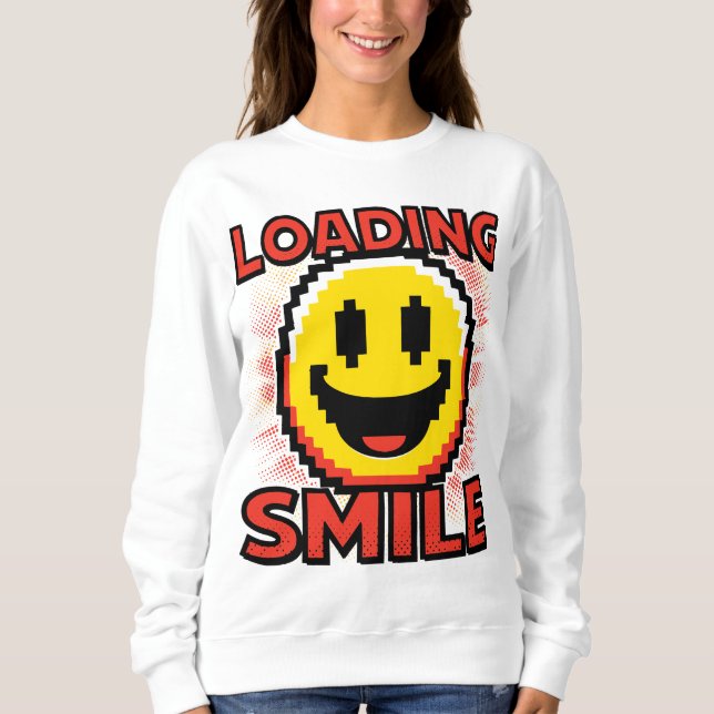 Lade Smile – Retro Pixel Art 8-Bit Smiley Gesicht Sweatshirt (Vorderseite)