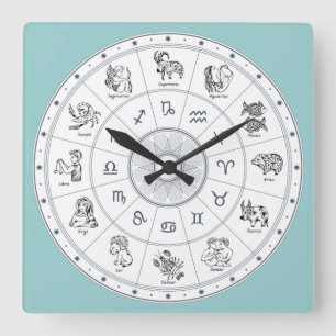 Lade-Zodiac-Cartoon Zeichne Quadratische Wanduhr