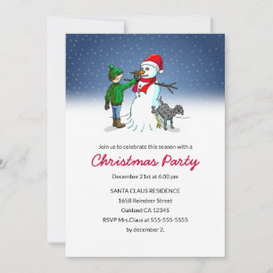 Lade zur Weihnachtsfeier mit Schneemann ein Einladung