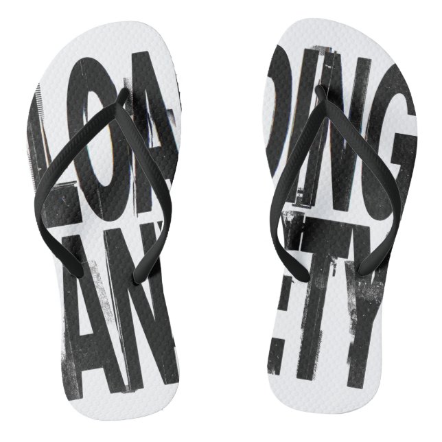 Ladeangst | Glitch Brutalistische Typografie Desi Flip Flops (Fußbett)
