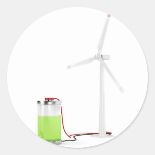 Ladebatterie mit Windkraftanlage Runder Aufkleber