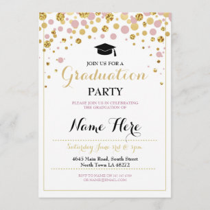 Laden das Party-Absolvent Abschluss-des rosa Einladung