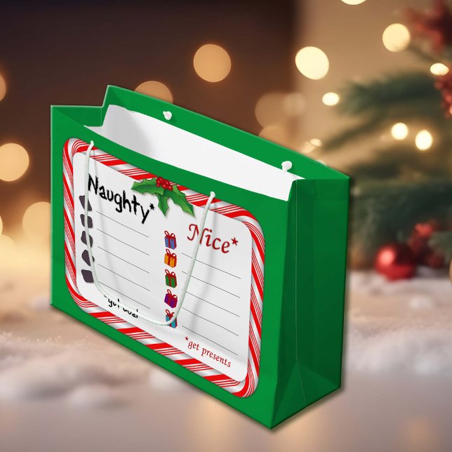 Laden für Naughty oder Nizza Große Geschenktüte (Naughty and Nice List Large Gift Bag. The Naughty get coal. Nice ones get presents. )