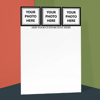 Laden Sie 3 Fotos hoch und fügen Sie Text hinzu -  Briefpapier