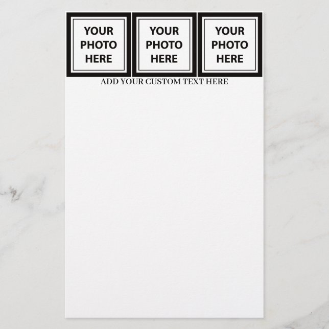 Laden Sie 3 Fotos hoch und fügen Sie Text hinzu -  Briefpapier (Vorderseite)