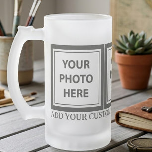Laden Sie 3 Fotos hoch und fügen Sie Text hinzu - Mattglas Bierglas