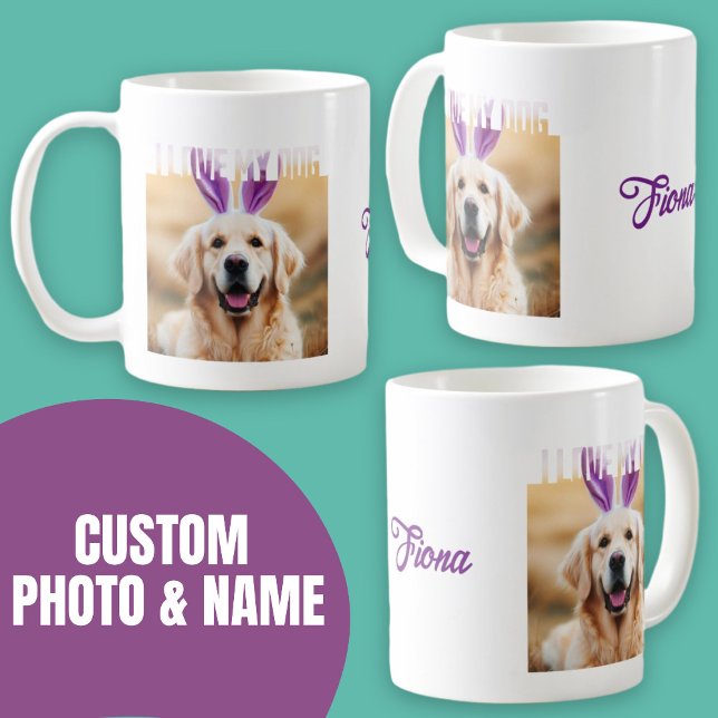 Laden Sie das Foto "Eigenes Tier" in Liebe "Mein H Kaffeetasse (Upload Custom Pet Photo I Love My Dog Coffee Mug.)
