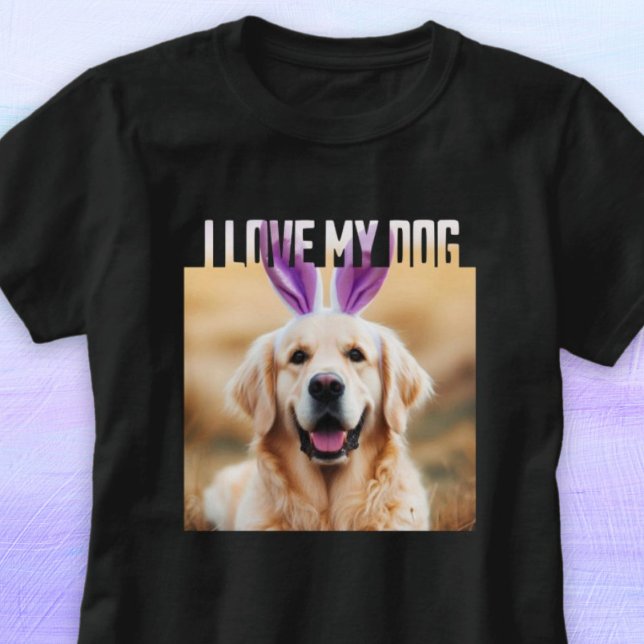 Laden Sie das Foto "Eigenes Tier" in Liebe "Mein H T-Shirt (Upload Custom Pet Photo I Love My Dog T-Shirt)