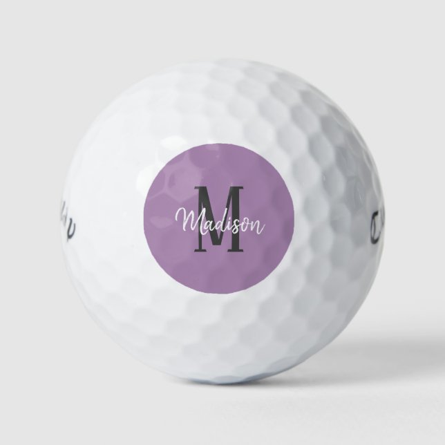 Laden Sie die Lila Skriptmonogrammnamen Ladys Golfball (Vorderseite)