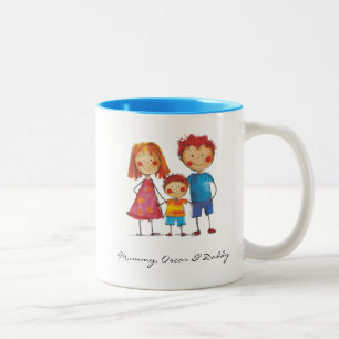 Laden Sie die Zeichnung Ihres Kindes hoch   Indivi Zweifarbige Tasse