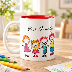 Laden Sie die Zeichnung Ihres Kindes hoch   Indivi Zweifarbige Tasse