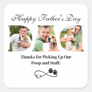 Laden Sie Foto Happy Vatertag Funny Dog Besitzer h Quadratischer Aufkleber