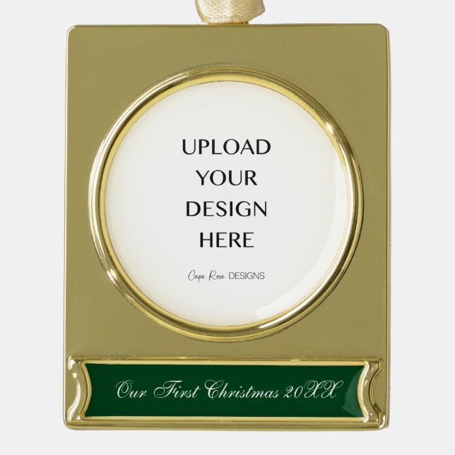 Laden Sie Ihr eigenes Design hoch Banner-Ornament Gold (Vorderseite)