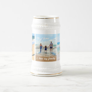 Laden Sie Ihr Familienfoto-Collage-Bierstein-Gesch Bierglas
