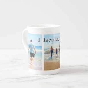 Laden Sie Ihr Familienfoto-Collage-Tasse-Text Name Prozellantasse