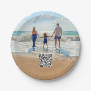 Laden Sie Ihr Foto hoch Papierplatten Fügen Sie QR Pappteller