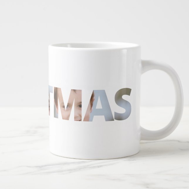 Laden Sie Ihr Foto in Text Christmas Jumbo-Tasse (Rechts)